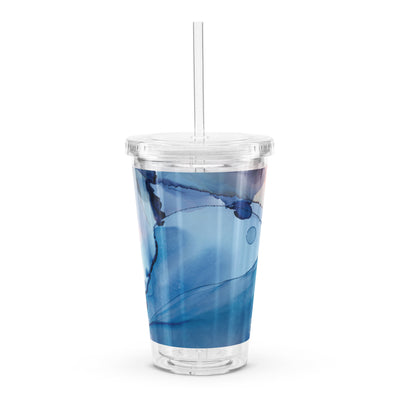 Pink/Blue/Silver Marbled Plastic Tumbler