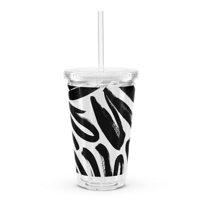 Black/White/Silver Plastic Tumbler