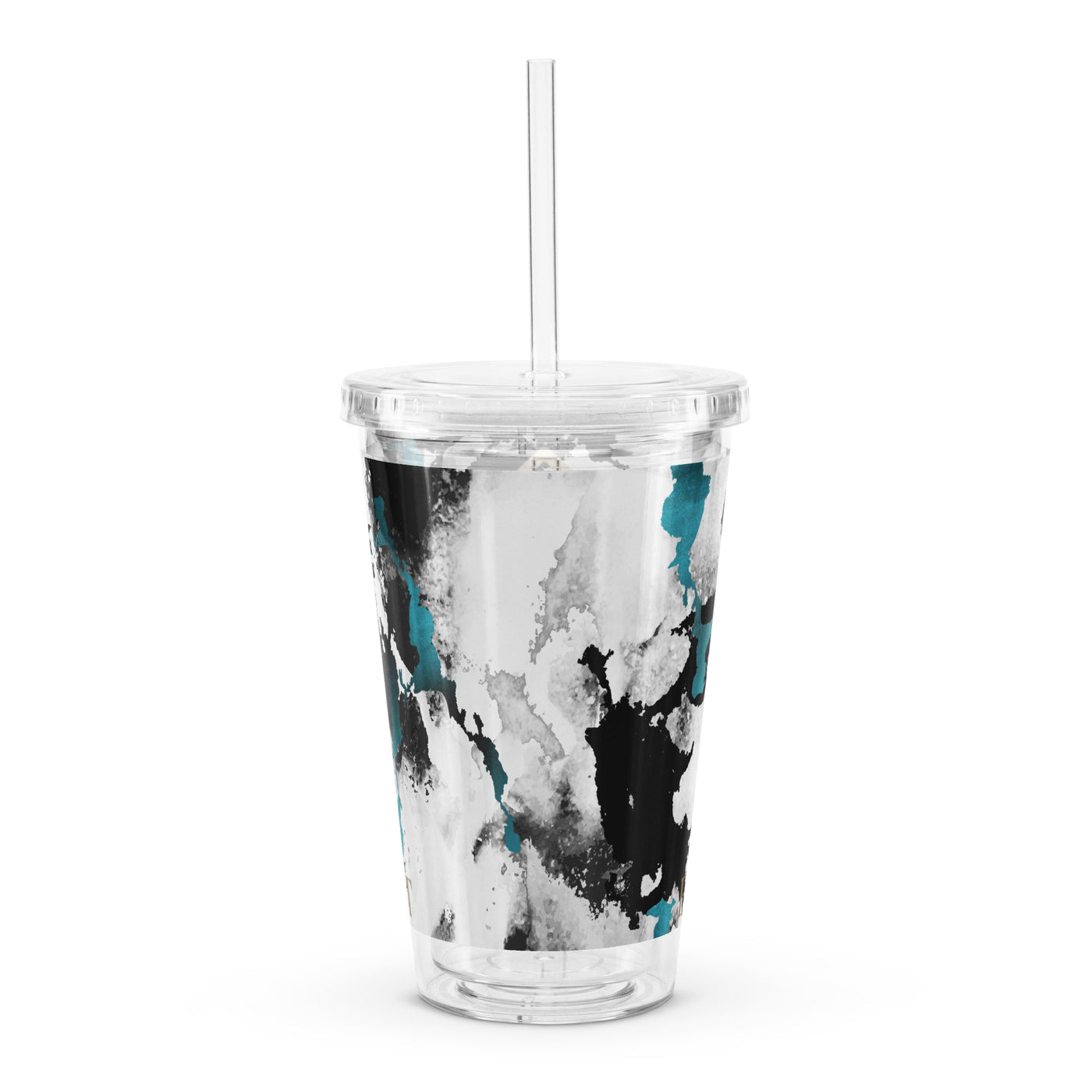 Teal/Black/Gold Plastic Tumbler