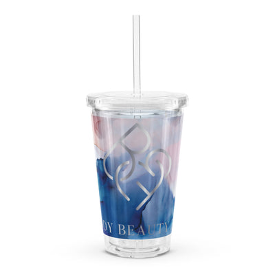 Pink/Blue/Silver Marbled Plastic Tumbler