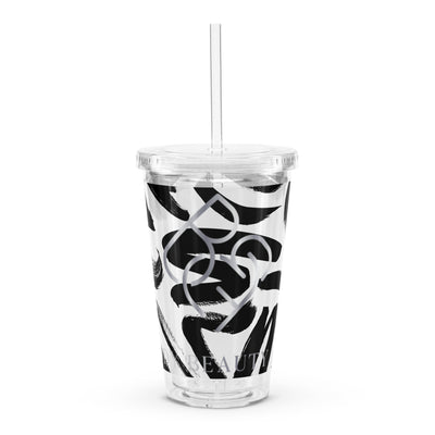 Black/White/Silver Plastic Tumbler