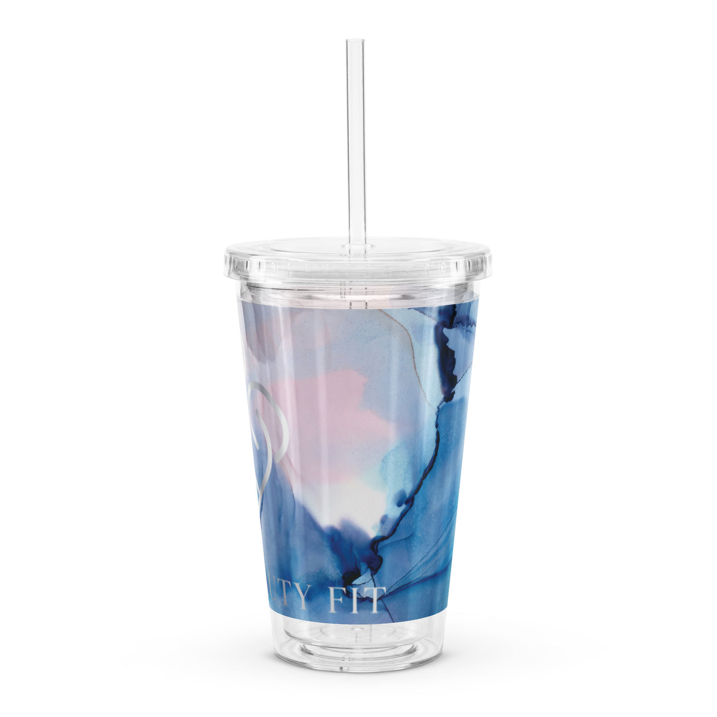 Pink/Blue/Silver Marbled Plastic Tumbler