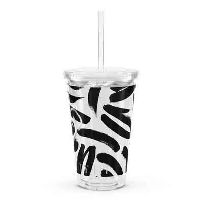 Black/White/Silver Plastic Tumbler