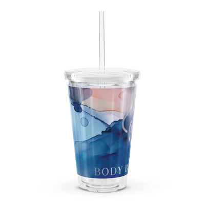 Pink/Blue/Silver Marbled Plastic Tumbler