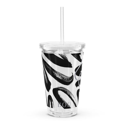 Black/White/Silver Plastic Tumbler