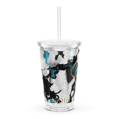 Teal/Black/Gold Plastic Tumbler