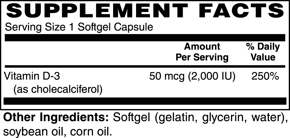 Vitamin D3 2,000 IU (100 day supply)